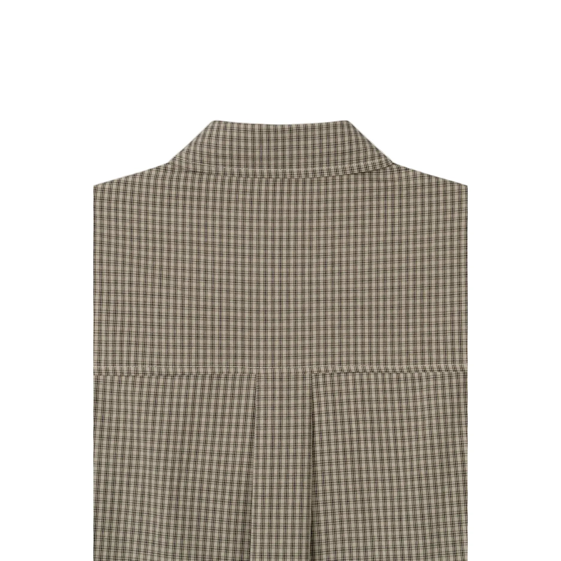 Fireman Crop Check Half Shirt - Beige / Black