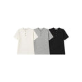 Short Sleeve Heavy Waffle Henley - White / Grey / Black