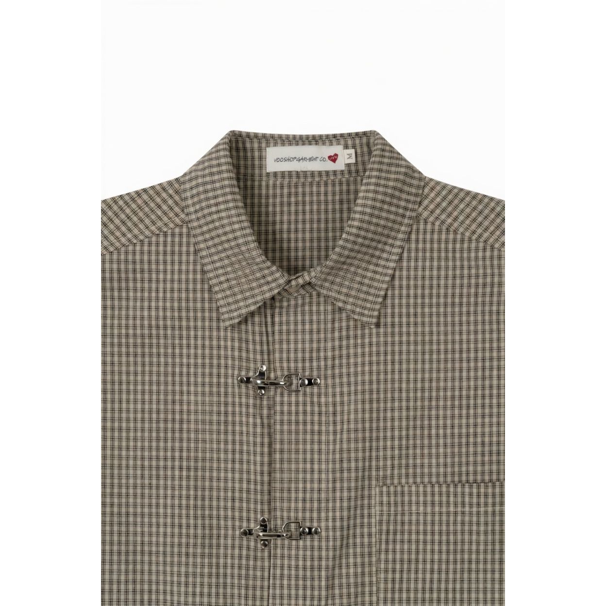 Fireman Crop Check Half Shirt - Beige / Black