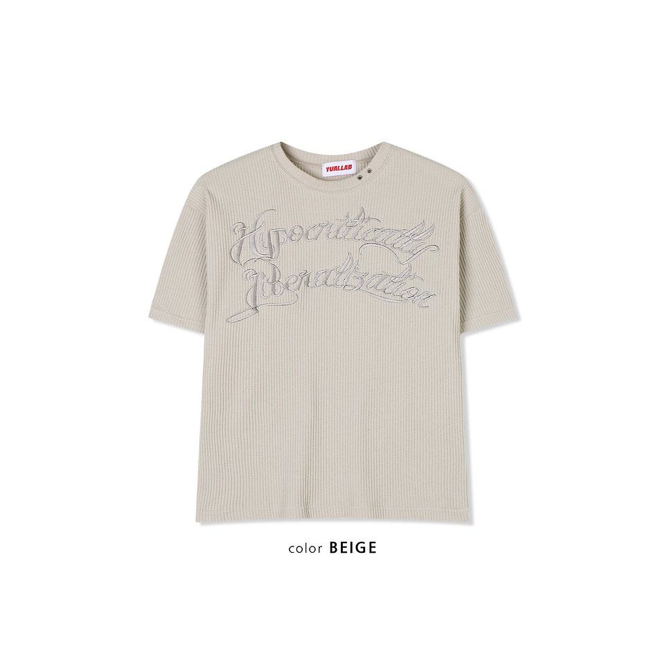Eyelet Waffle Short Sleeve - Beige / Grey / Black