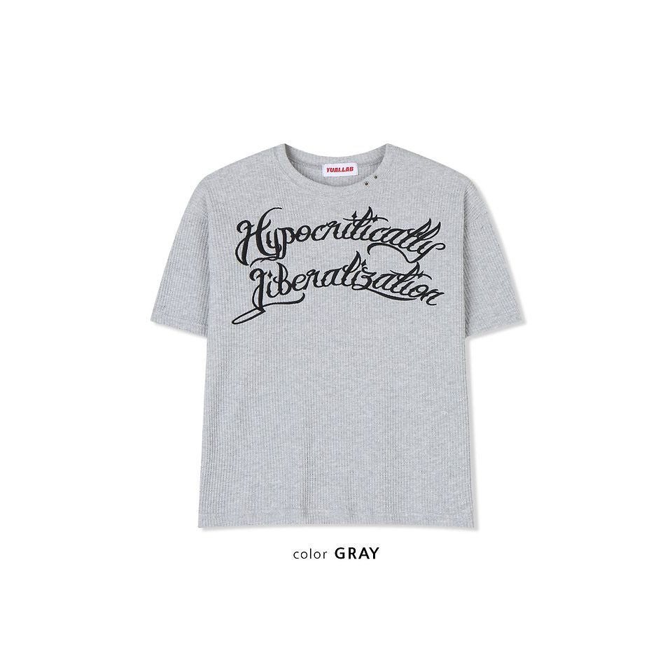Eyelet Waffle Short Sleeve - Beige / Grey / Black