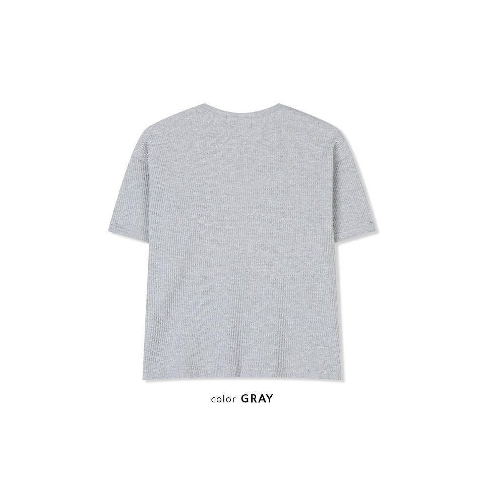 Eyelet Waffle Short Sleeve - Beige / Grey / Black