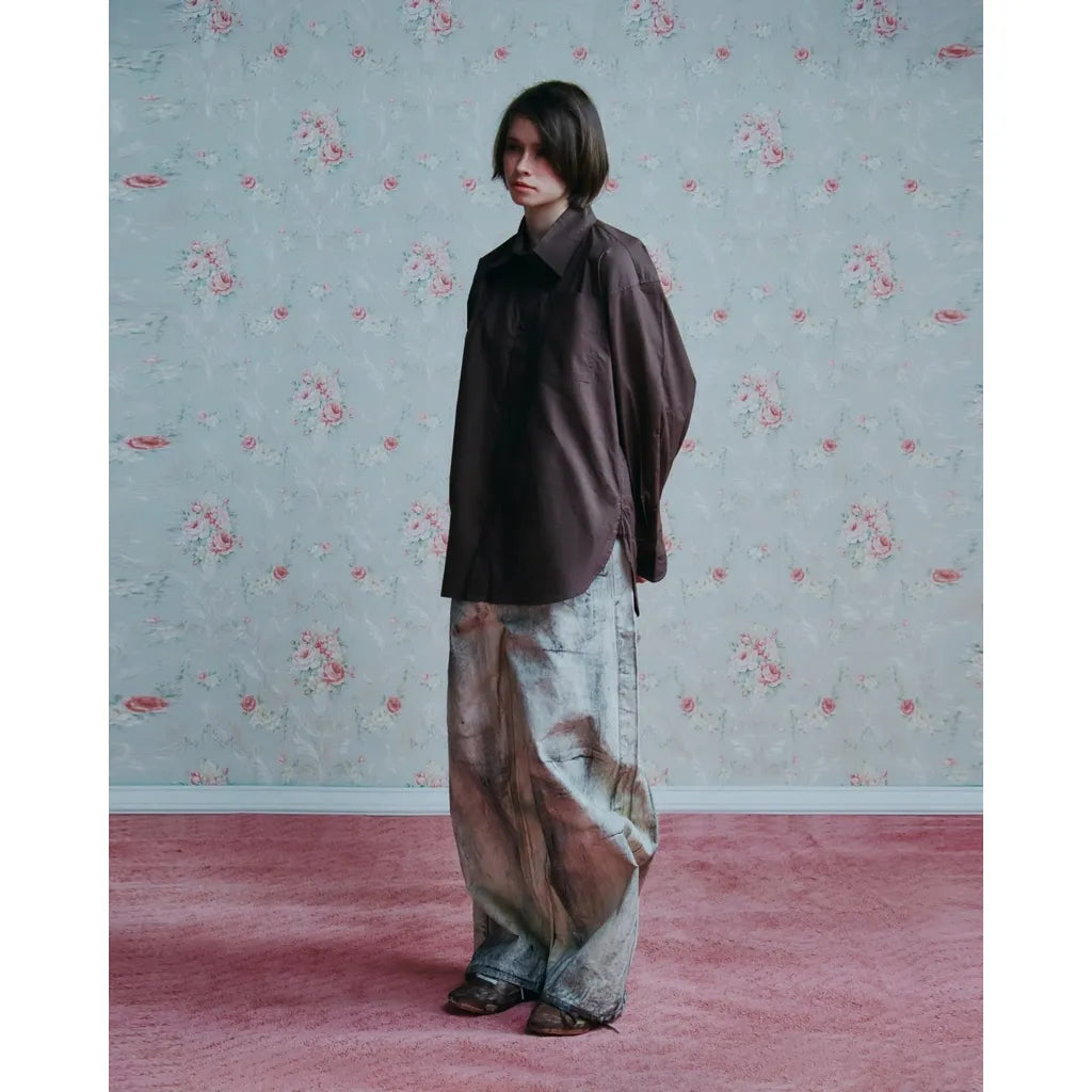 Muddy coated wide pants